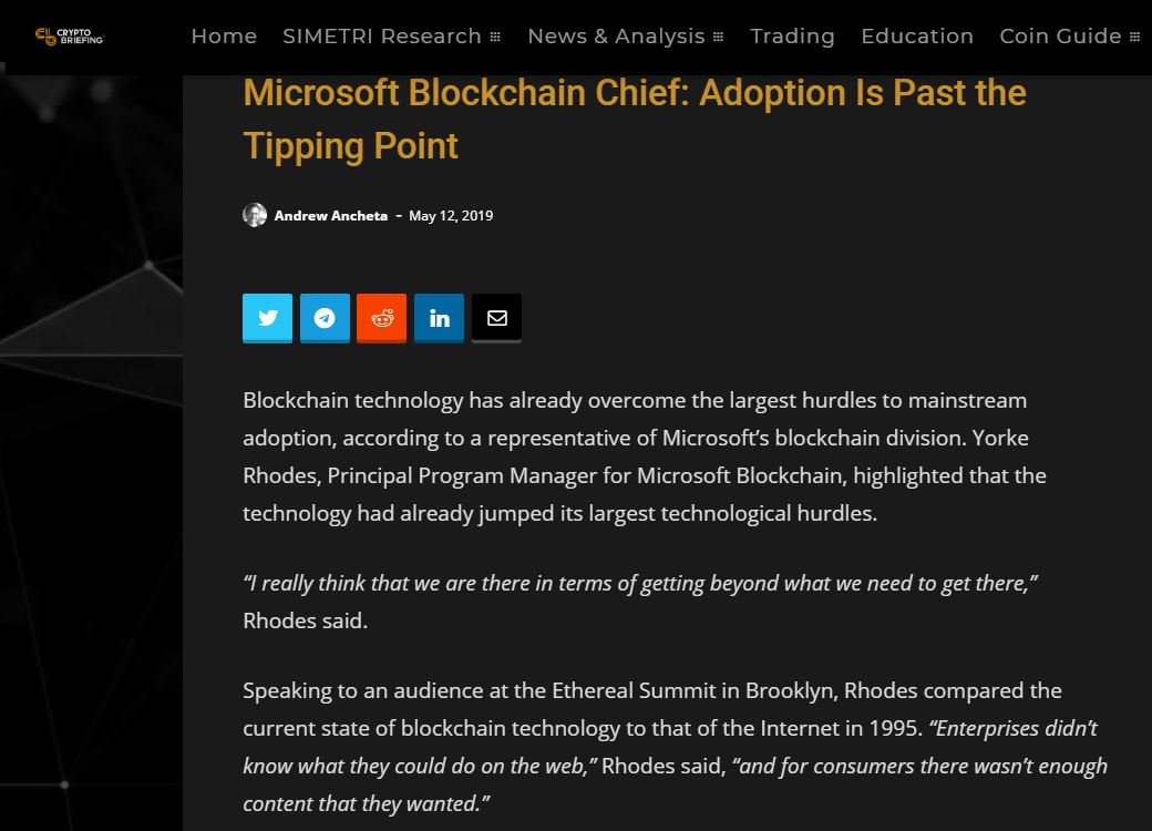 Blockchain tipping point